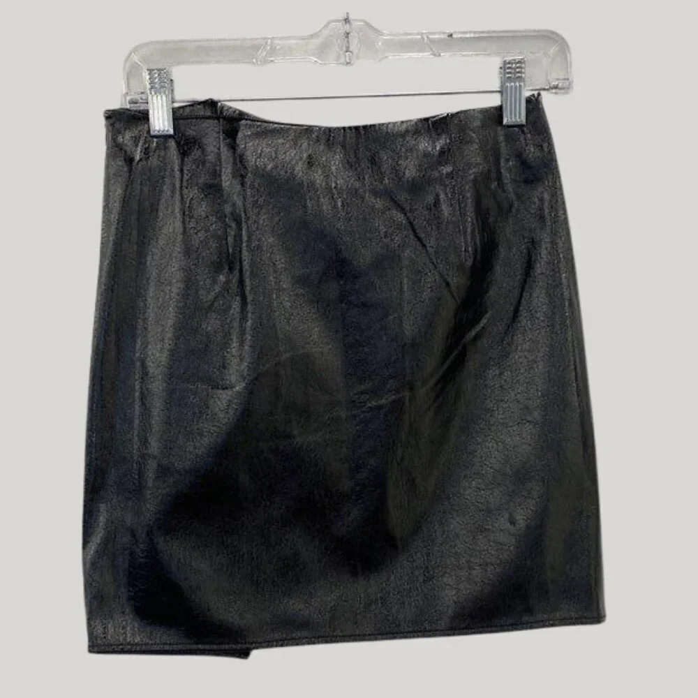 Stella Nova Margritt 999 Black Skirt Size 4 NWT EU Size 36 Draped vegan leather - Picture 3 of 6